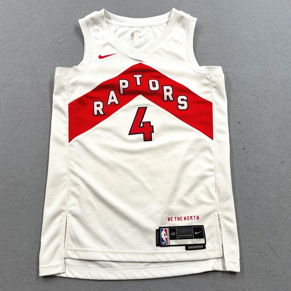Nike Toronto Raptors Jersey Men's 40 White Scottie Barnes #4 Swingman NBA Sports